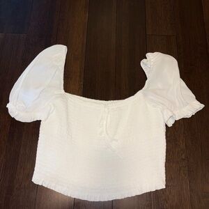 Aritzia Wilfred Smocked Cropped Blouse Top